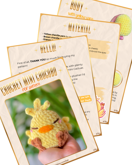 CROCHET PDF PATTERN - Mini Chocobo