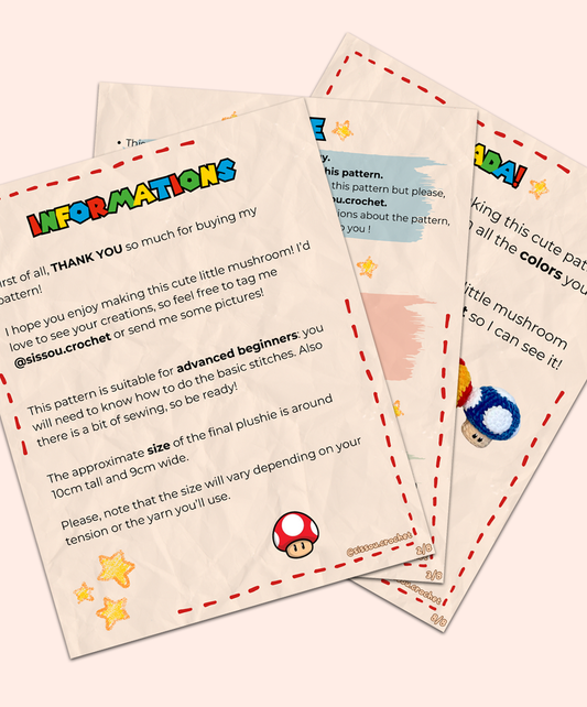 CROCHET PDF PATTERN - Super Champignon