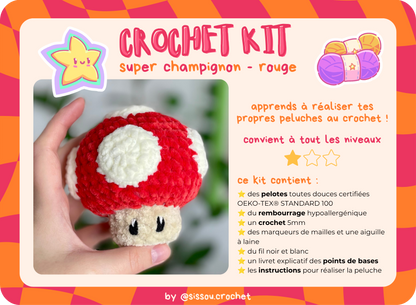 KIT CROCHET - Peluche Champignon [plusieurs coloris]