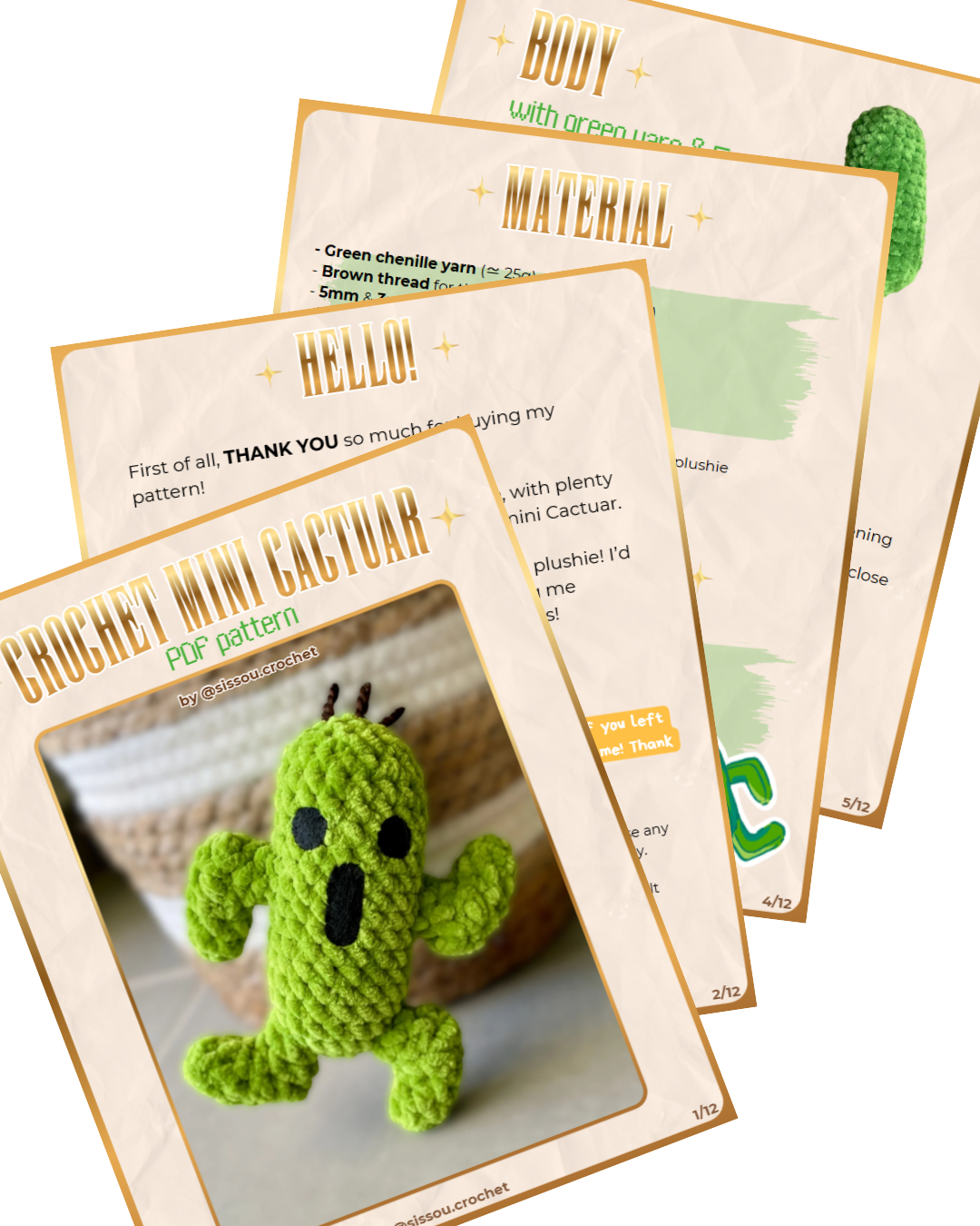 CROCHET PDF PATTERN - Mini Cactuar (Pampa)