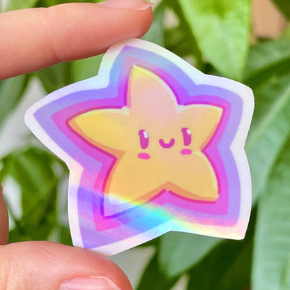 Sticker Étoile Rose Holographique