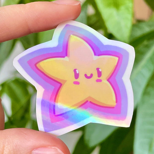 Sticker Étoile Rose Holographique