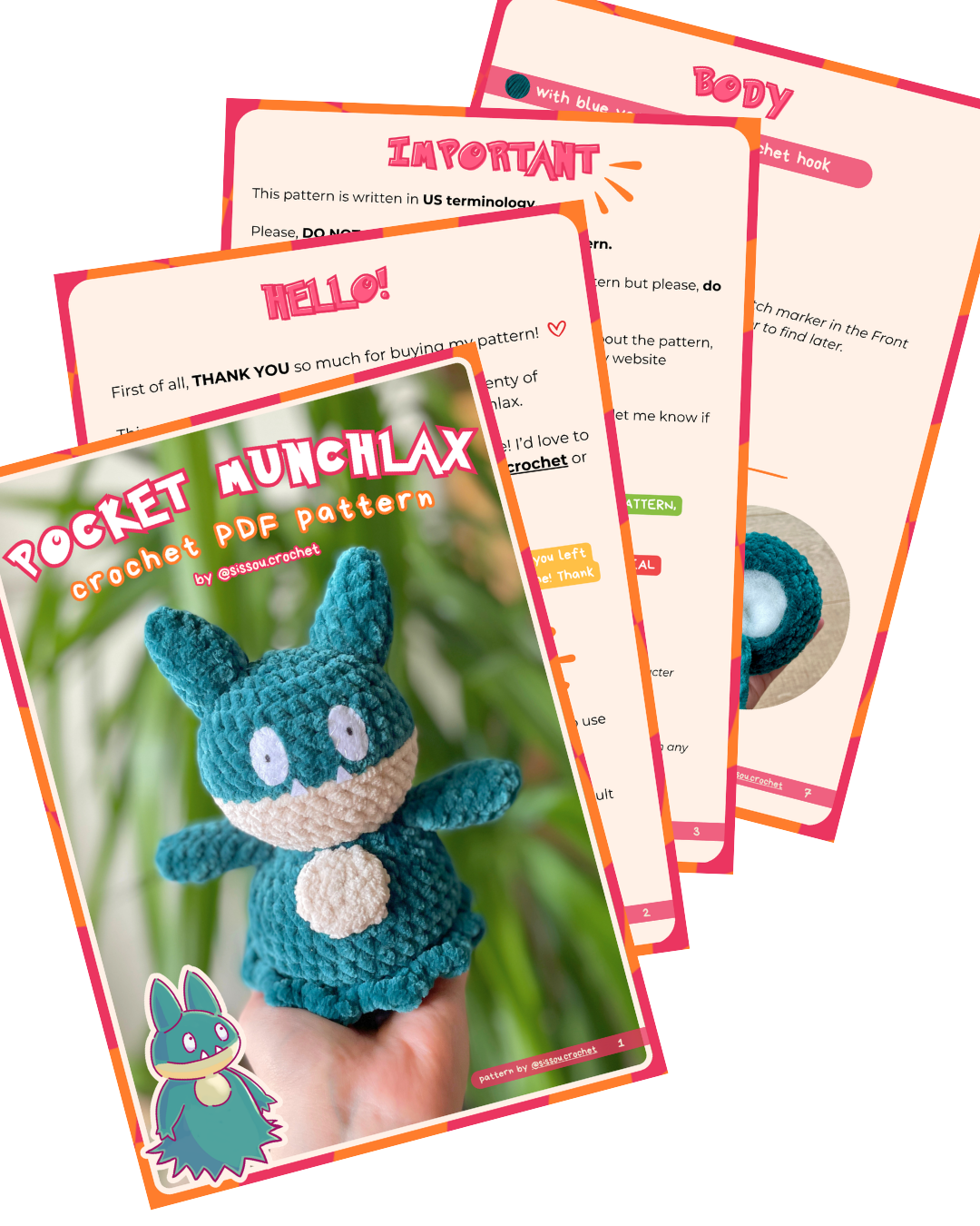 CROCHET PDF PATTERN - Pocket Munchlax (Goinfrex)