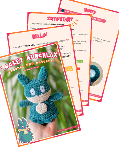 CROCHET PDF PATTERN - Pocket Munchlax (Goinfrex)