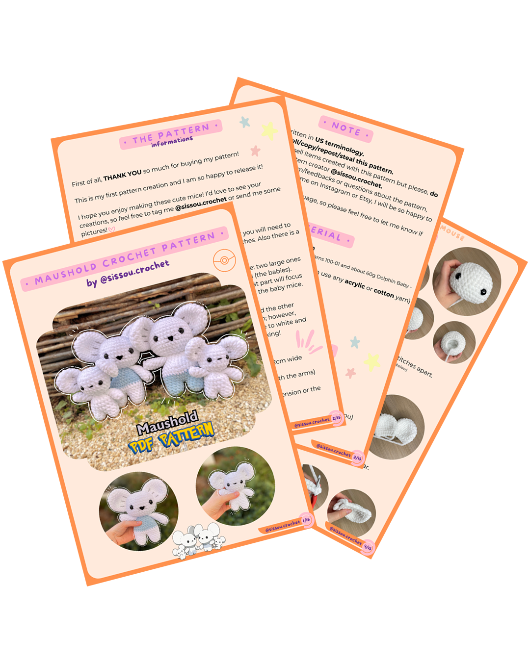 CROCHET PDF PATTERN - Famille de souris